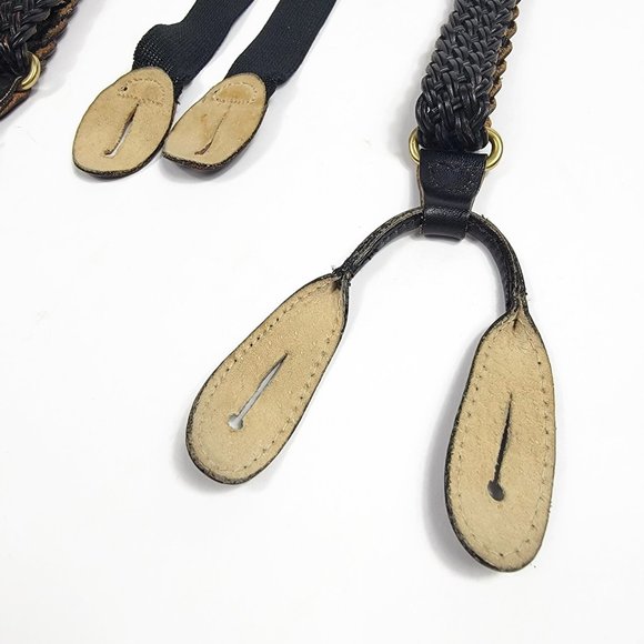 Martin Dingman Braided Leather Button Suspenders Black Very Nice Condition - Picture 10 of 14